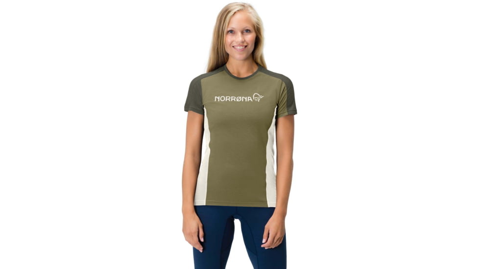 Norrona Falketind Equaliser Merino T-Shirt - Womens, Olive Drab/Olive Night, Large, 1823-22 3908 L