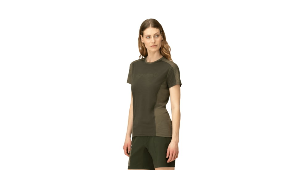 Norrona Falketind Equaliser Merino T-Shirt - Womens, Olive Night/Rosin, Large, 1823-22-3319-L