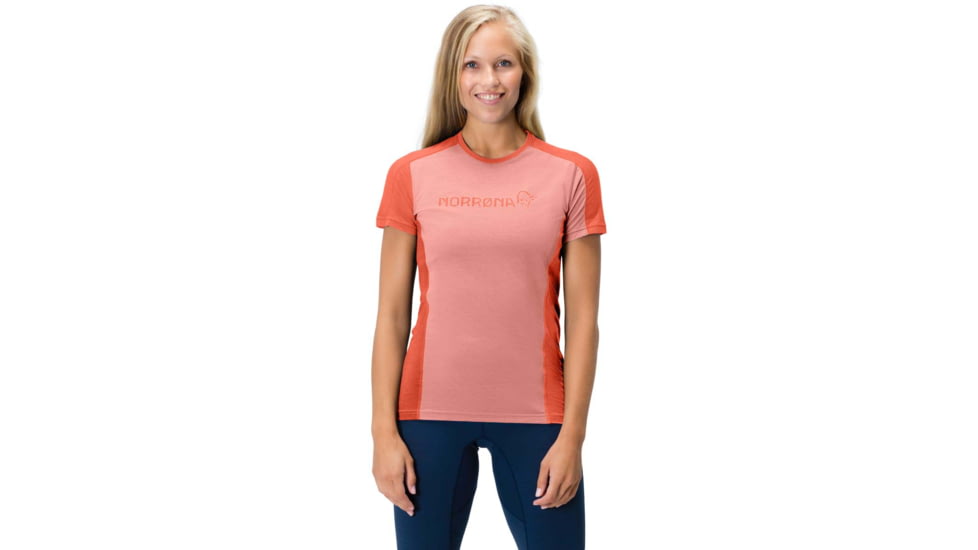 Norrona Falketind Equaliser Merino T-Shirt - Womens, Peach Amber/Orange Alert, Medium, 1823-22 5649 M