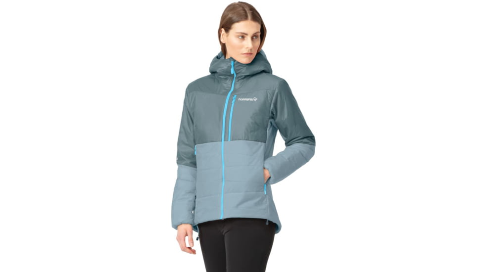 Norrona Falketind Thermo60 Hood - Womens, North Atlantic/Tourmaline, Large, 7042698454553
