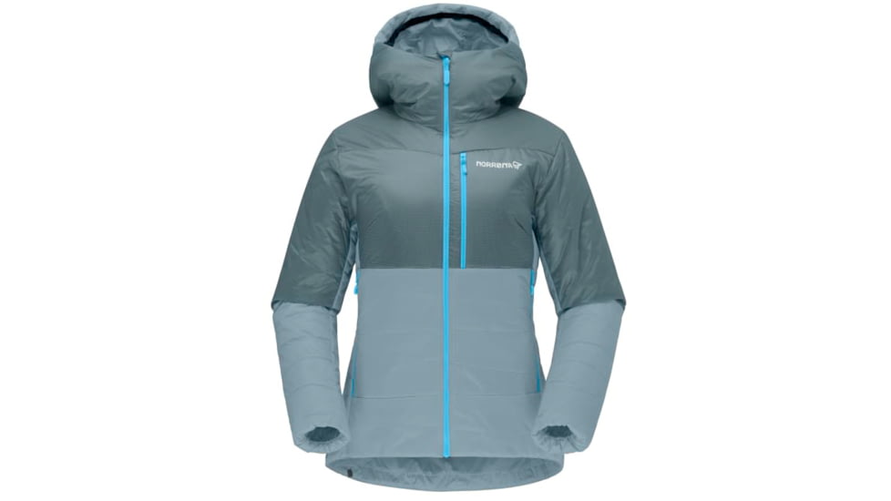 Norrona Falketind Thermo60 Hood - Womens, North Atlantic/Tourmaline, Large, 7042698454553