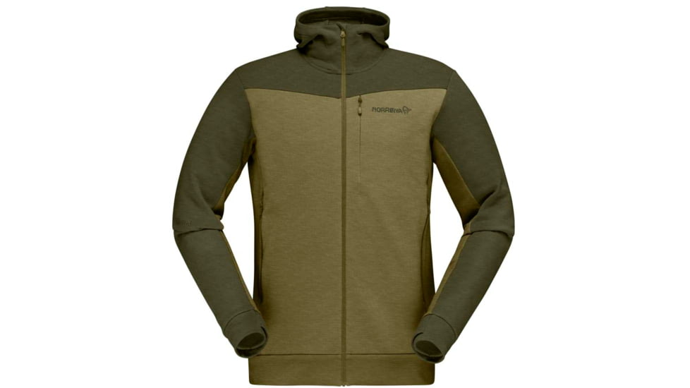 Norrona Falketind Warmwool Stretch Zip Hooded Jacket - Mens, Olive Night/Olive Drab, Small, 1820-20 3304 S