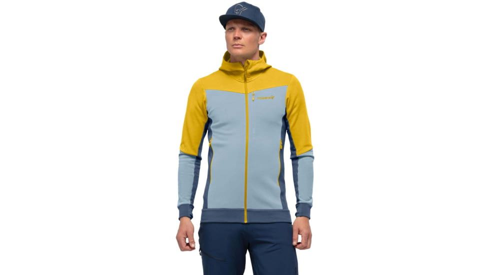 Norrona Falketind Warmwool Stretch Zip Hooded Jacket - Mens, Sulphur/Blue Fog, Extra Large, 1820-20 5011 XL
