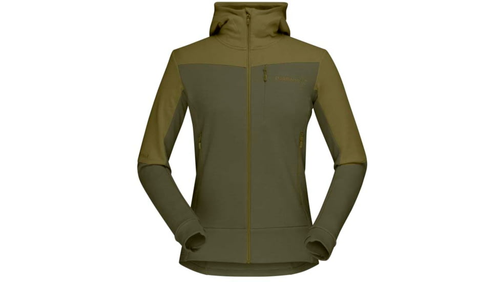 Norrona Falketind Warmwool Stretch Zip Hooded Jacket - Womens, Olive Drab/Olive Night, Extra Small, 1824-20 3908 XS