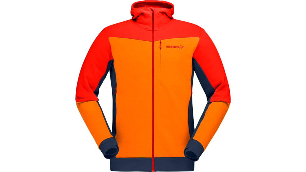 Norrona Falketind Warmwool2 Stretch Zip Hood - Mens, Arednalin/Orange Popsicle, Small, 1820-20-5639-S