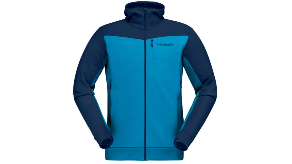 Norrona Falketind Warmwool2 Stretch Zip Hood - Mens, Hawaiian surf/Indigo Night, Small, 7042698457714