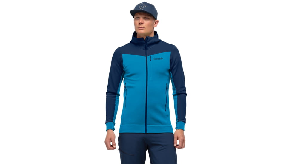 Norrona Falketind Warmwool Stretch Zip Hooded Jacket - Men's, Hawaiian Surf/Indigo Night, Small, 1820-20 6609 S