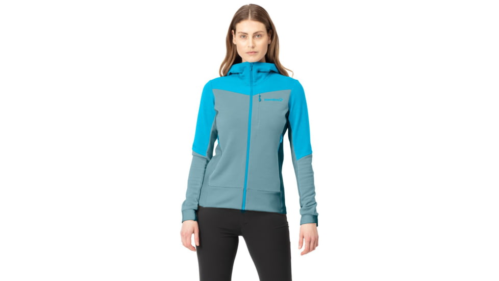 Norrona Falketind Warmwool2 Stretch Zip Hood - Womens, Aquarius/Tourmaline, Small, 7042698457967