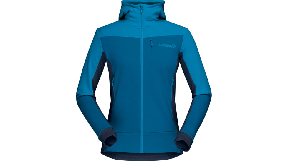 Norrona Falketind Warmwool2 Stretch Zip Hood - Womens, Hawaiian Surf/Mykonos Blue, Medium, 1824-20 6639 M