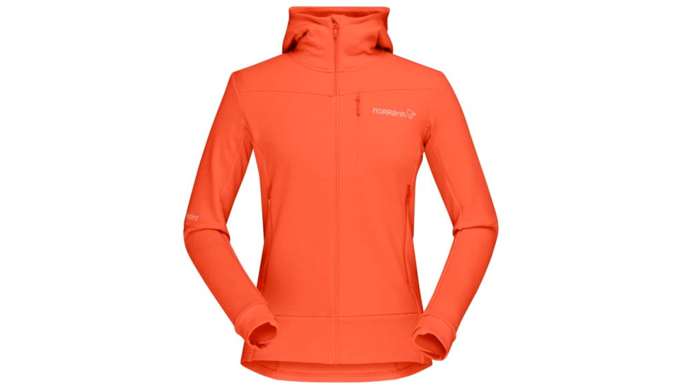 Norrona Falketind Warmwool2 Stretch Zip Hood - Womens, Orange Alert, M, 1824-20-5620-M