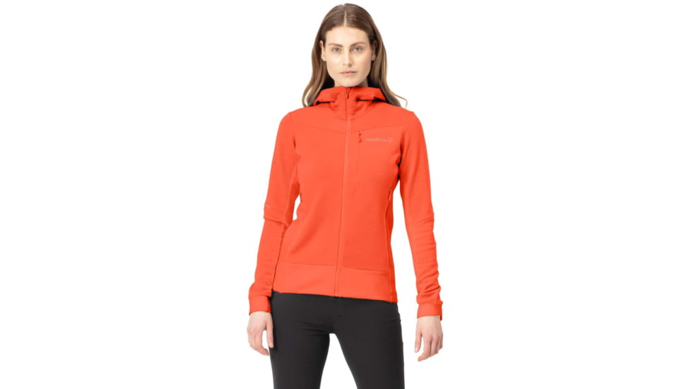 Norrona Falketind Warmwool Stretch Zip Hooded Jacket - Women's, Orange Alert, Medium, 1824-20 5620 M