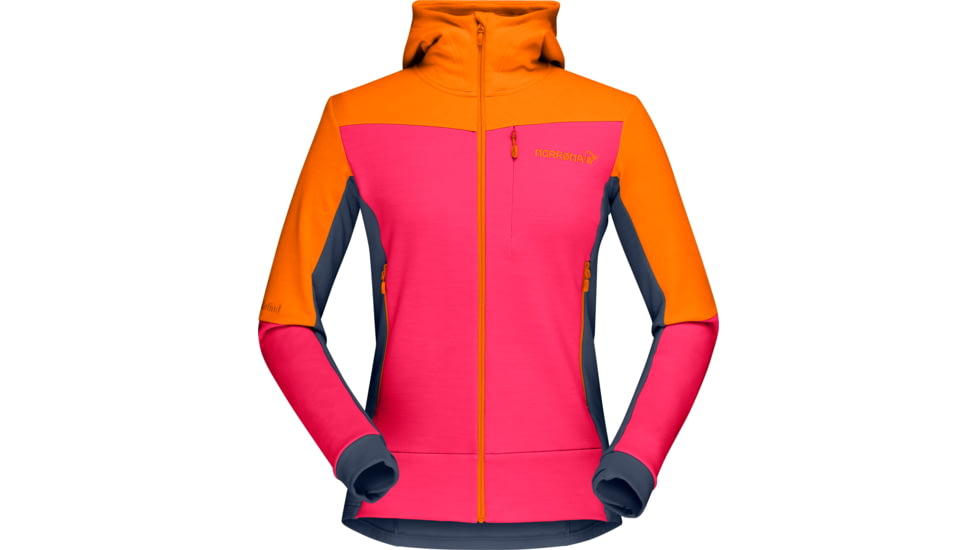 Norrona Falketind Warmwool2 Stretch Zip Hood - Womens, Orange Popsicle/Honeysuckle, Extra Small, 1824-20-5543-XS