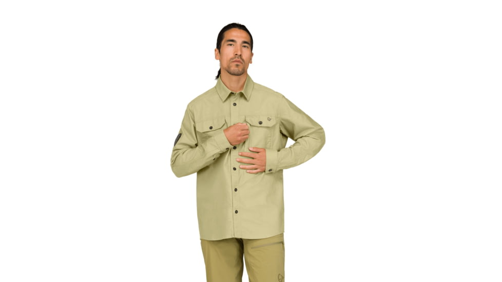 Norrona Femund Cotton Shirt - Mens, Sage Green, Small, 2669-25-3516-S