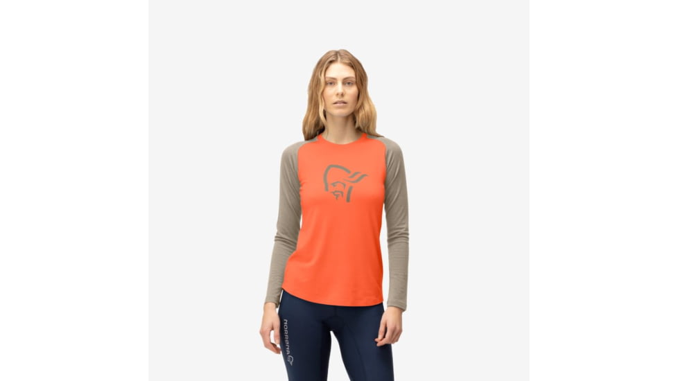 Norrona Femund Pureull Long Sleeve - Womens, Orange Alert, Extra Large, 2676-24-5620-XL