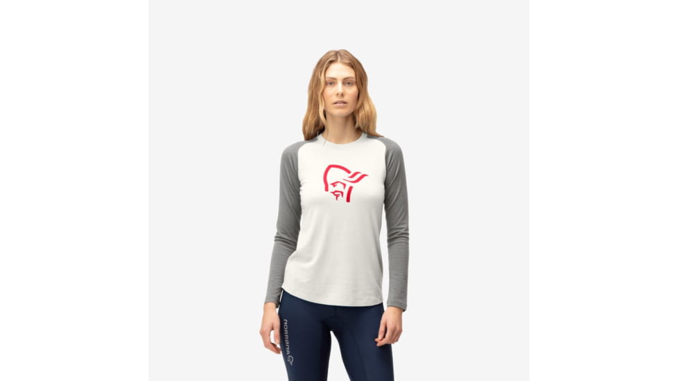 Norrona Femund Pureull Long Sleeve - Womens, Snowdrop/Light Grey, Small, 2676-24-9942-S