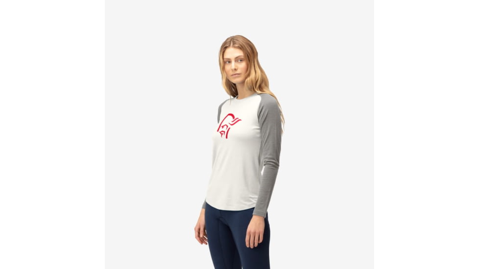 Norrona Femund Pureull Long Sleeve - Womens, Snowdrop/Light Grey, Small, 2676-24-9942-S