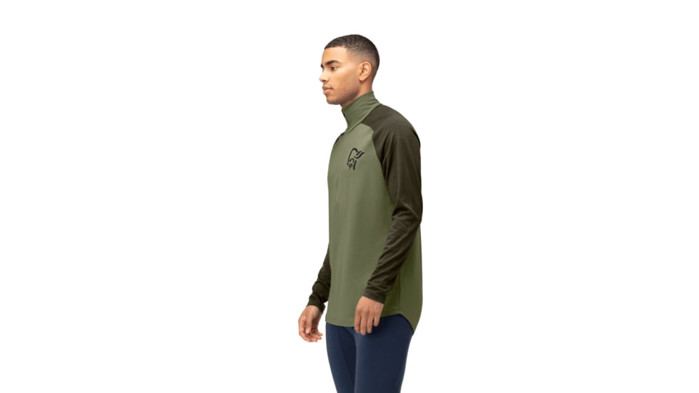 Norrona Femund Pureull Zip Neck Top - Mens, Loden Green, Medium, 2674-24-3006-M