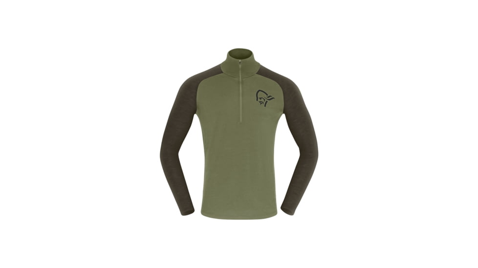Norrona Femund Pureull Zip Neck Top - Mens, Loden Green, Medium, 2674-24-3006-M