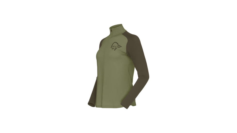 Norrona Femund PureUll Zip Neck Top - Womens, Loden Green, Small, 2678-24-3006-S