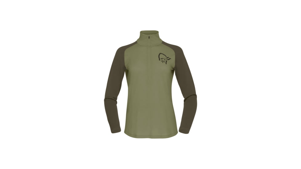 Norrona Femund PureUll Zip Neck Top - Womens, Loden Green, Small, 2678-24-3006-S