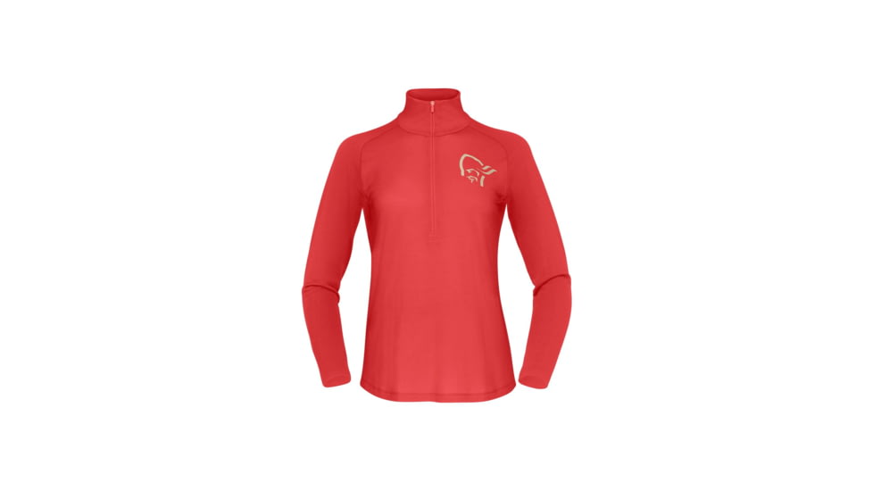 Norrona Femund PureUll Zip Neck Top - Womens, Paprika, Extra Large, 2678-24-1107-XL