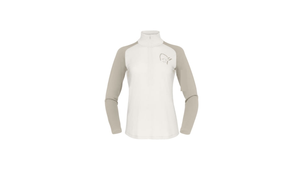 Norrona Femund PureUll Zip Neck Top - Womens, Whisper White, Extra Large, 2678-24-9911-XL