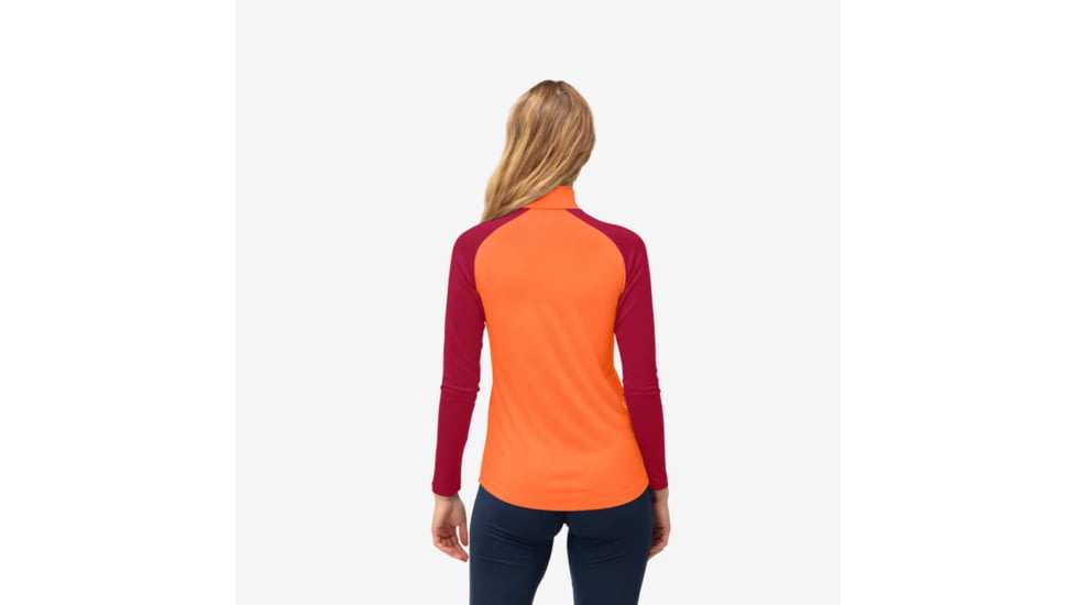 Norrona Femund Pureull Zip Neck - Womens, Orange Alert, Small, 2678-24-5620-S