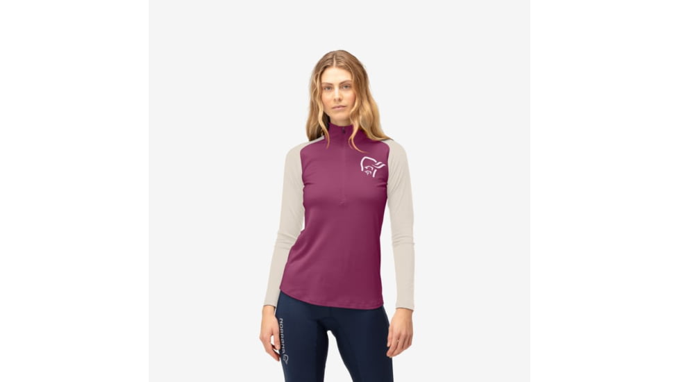 Norrona Femund Pureull Zip Neck - Womens, Violet Quartz, Small, 2678-24-6744-S