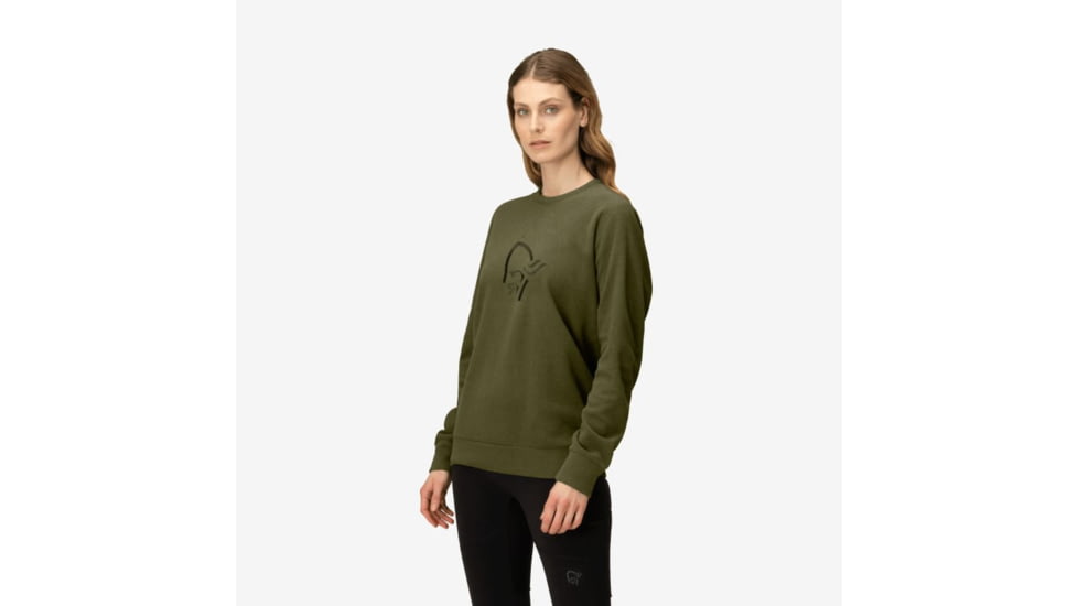Norrona Femund Warm1 Crew Neck Top, Olive Night, Medium, 2666-24-3301-M