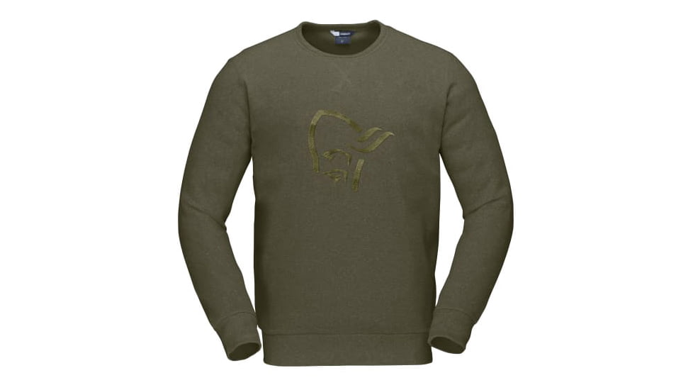 Norrona Femund Warm1 Crew Neck Top, Olive Night, Medium, 2666-24-3301-M