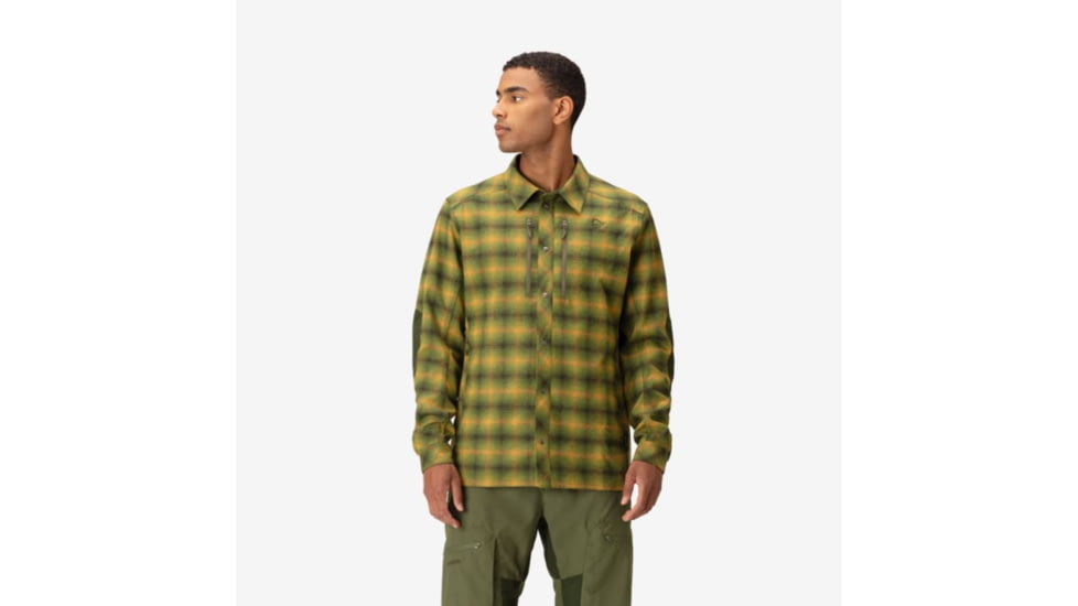 Norrona Finnskogen Wool Shirt - Mens, Olive Night, Extra Large, 2802-23-3301-XL