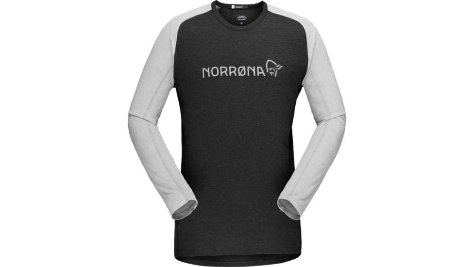 Norrona Fjora Equaliser Lightweight Long Sleeve - Mens, Caviar Black/Light Grey, Large, 2222-18 7782 L