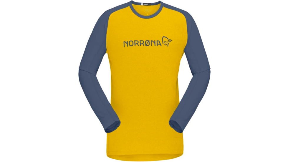 Norrona Fjora Equaliser Lightweight Long Sleeve - Mens, Sulphur/Vintage Indigo, Large, 2222-18 5012 L