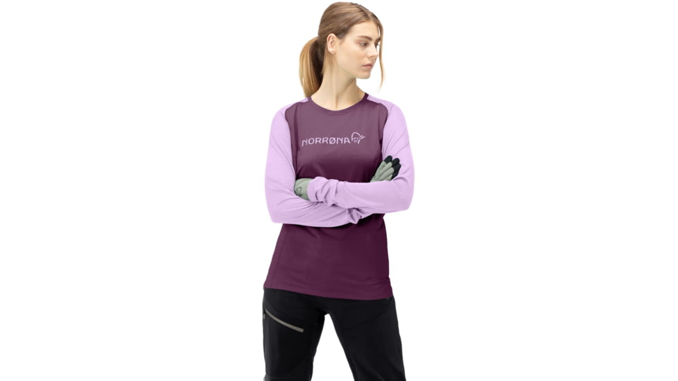 Norrona Fjora Equaliser Lightweight Long Sleeve Shirt - Womens, Dark Purple/Violet Tulle, Small, 7042698472007