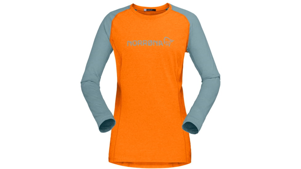 Norrona Fjora Equaliser Lightweight Long Sleeve Shirt - Womens, Orange Popsicle/Tourmaline, Small, 7042698471956