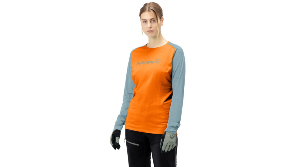 Norrona Fjora Equaliser Lightweight Long Sleeve Shirt - Womens, Orange Popsicle/Tourmaline, Small, 7042698471956