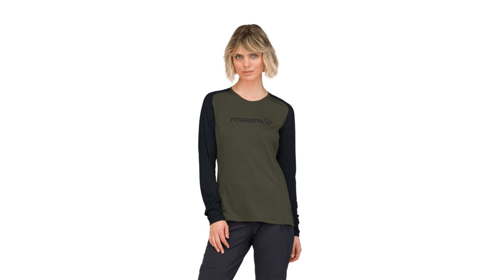 Norrona Fjora Equaliser Lightweight Long Sleeve Top - Womens, Olive Night, Large, 2234-25-3301-L