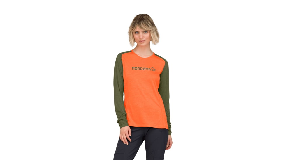 Norrona Fjora Equaliser Lightweight Long Sleeve Top - Womens, Orange Alert, Small, 2234-25-5620-S