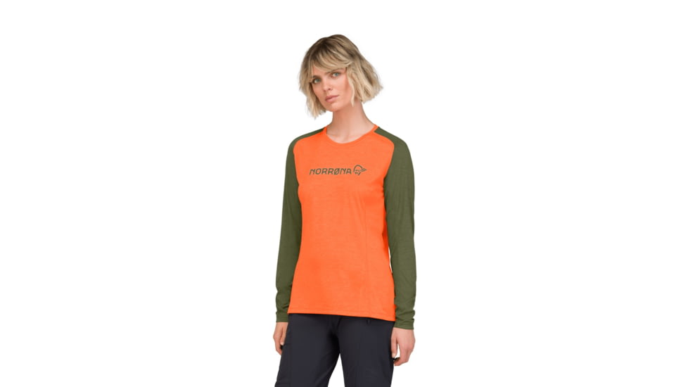 Norrona Fjora Equaliser Lightweight Long Sleeve Top - Womens, Orange Alert, Small, 2234-25-5620-S