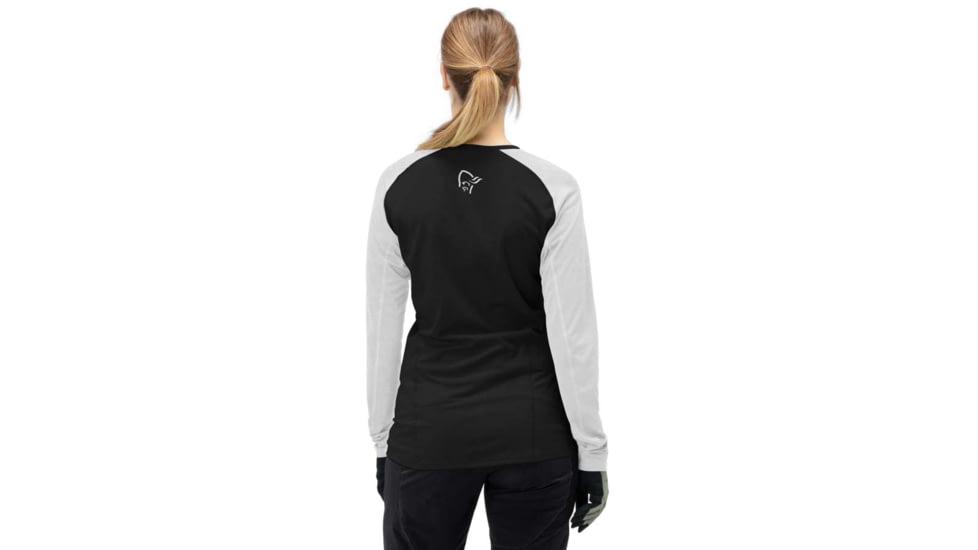 Norrona Fjora Equaliser Lightweight Long Sleeve - Womens, Caviar Black/Light Grey, Small, 2228-18 7782 S