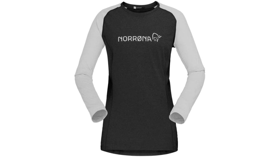Norrona Fjora Equaliser Lightweight Long Sleeve - Womens, Caviar Black/Light Grey, Small, 2228-18 7782 S