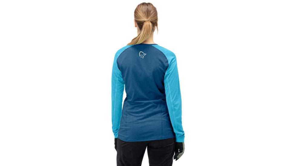 Norrona Fjora Equaliser Lightweight Long Sleeve - Womens, Mykonos Blue/Aquarius, Large, 2228-18 6011 L