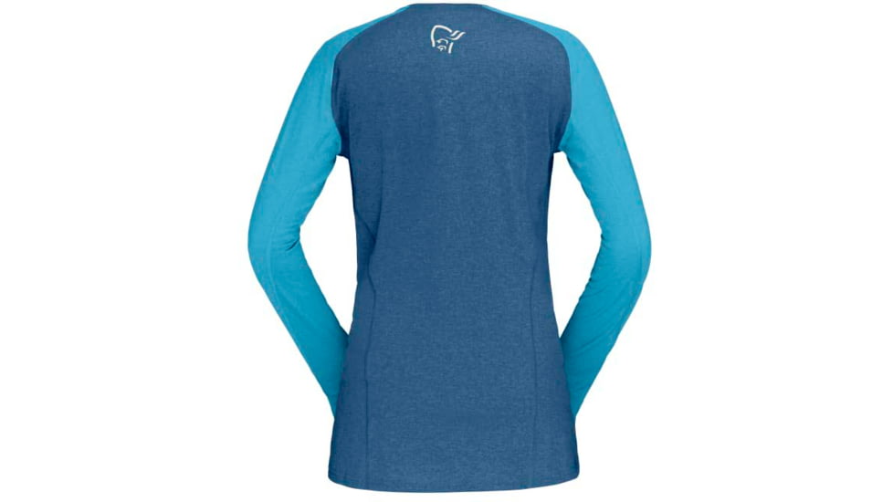 Norrona Fjora Equaliser Lightweight Long Sleeve - Womens, Mykonos Blue/Aquarius, Large, 2228-18 6011 L