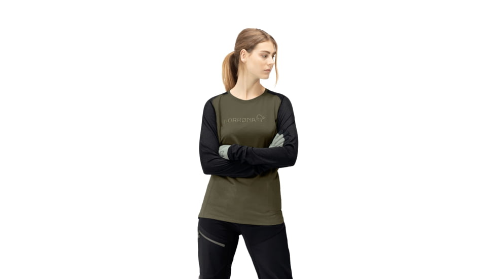 Norrona Fjora Equaliser Lightweight Long Sleeve - Womens, Olive Night, Extra Small, 2228-18-3301-XS