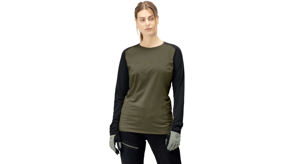 Norrona Fjora Equaliser Lightweight Long Sleeve - Womens, Olive Night, Extra Small, 2228-18-3301-XS
