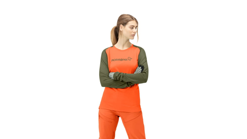 Norrona Fjora Equaliser Lightweight Long Sleeve - Womens, Orange Alert, Medium, 2228-18-5620-M
