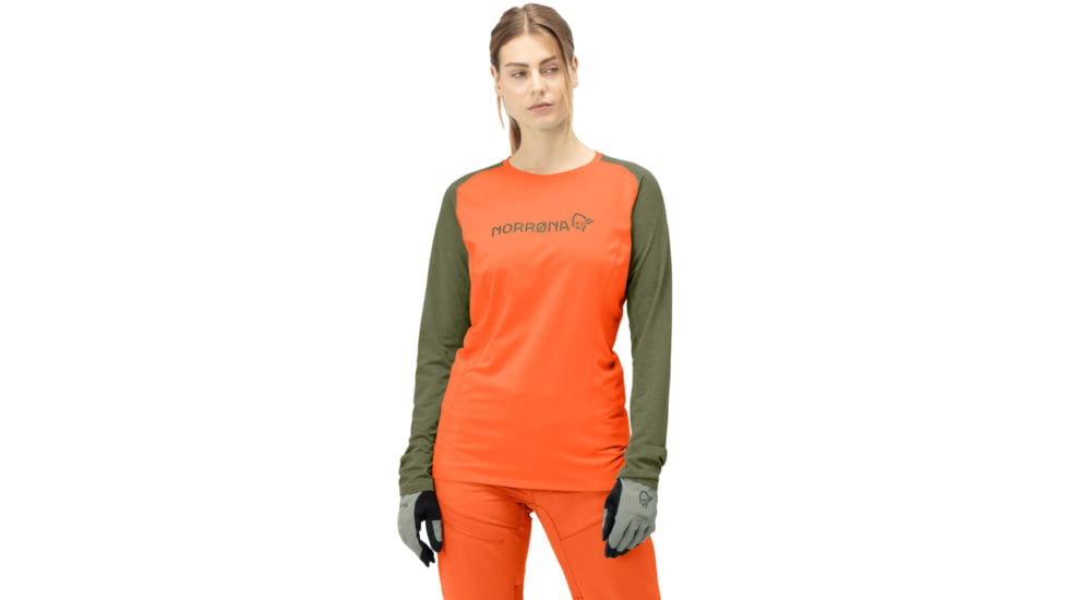 Norrona Fjora Equaliser Lightweight Long Sleeve - Womens, Orange Alert, Medium, 2228-18-5620-M