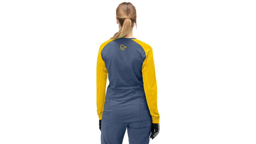Norrona Fjora Equaliser Lightweight Long Sleeve - Womens, Sulphur/Vintage Indigo, Large, 2228-18 5012 L
