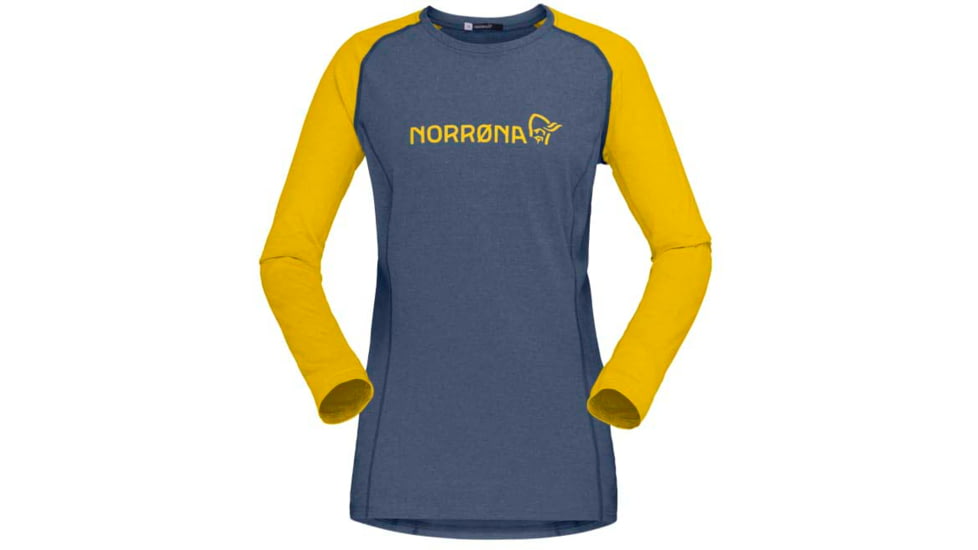 Norrona Fjora Equaliser Lightweight Long Sleeve - Womens, Sulphur/Vintage Indigo, Large, 2228-18 5012 L