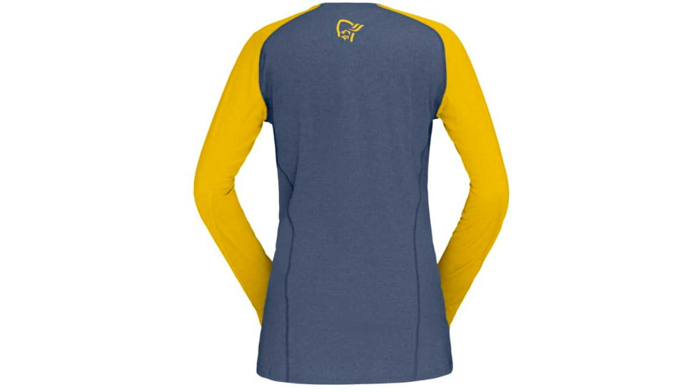 Norrona Fjora Equaliser Lightweight Long Sleeve - Womens, Sulphur/Vintage Indigo, Large, 2228-18 5012 L